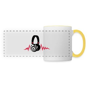egaliseur casques dj audio music zik14 - Mug panoramique contrasté et blanc - blanc/jaune - Devant