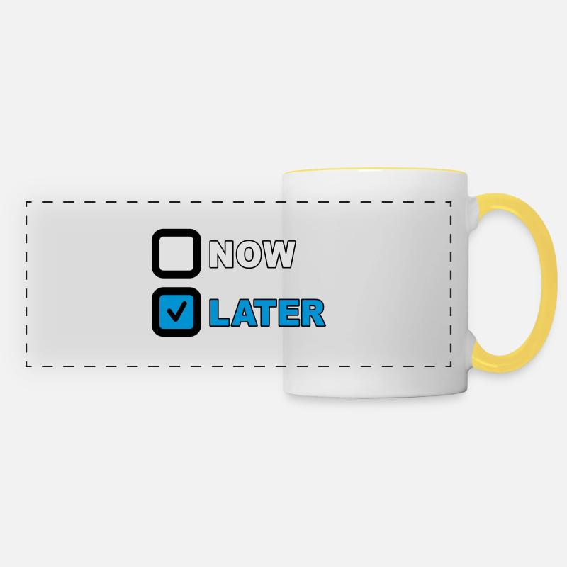 Now Later Question - Panoramic Mug - white/yellow