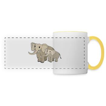Éléphant - Mug panoramique contrasté et blanc - blanc/jaune - Devant