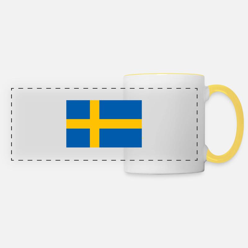 Drapeau de la Suède - Mug panoramique contrasté et blanc - blanc/jaune