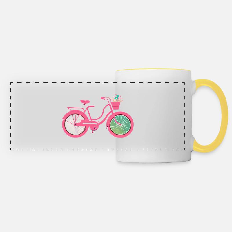 Cyclisme Cyclisme Cyclistes Cyclistes Cyclisme - Mug panoramique contrasté et blanc - blanc/jaune