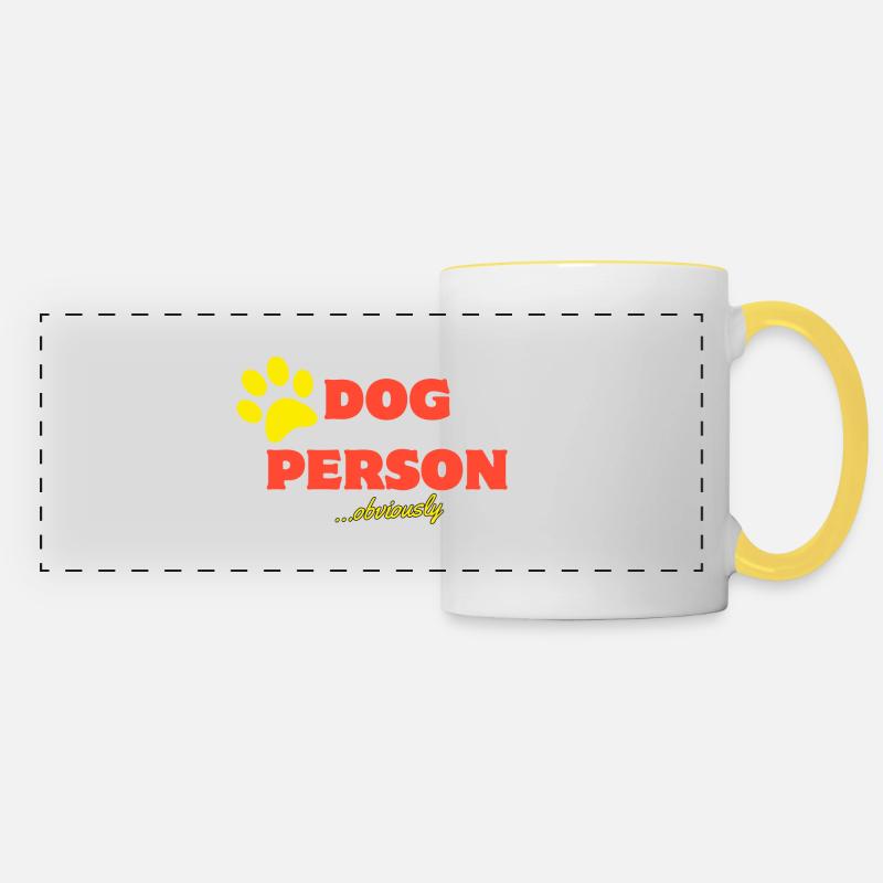 Chien Personne - Mug panoramique contrasté et blanc - blanc/jaune