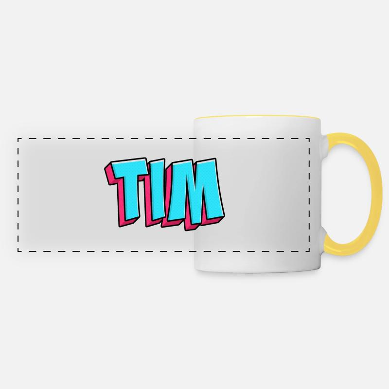 Name Image: Tim - Panoramic Mug - white/yellow