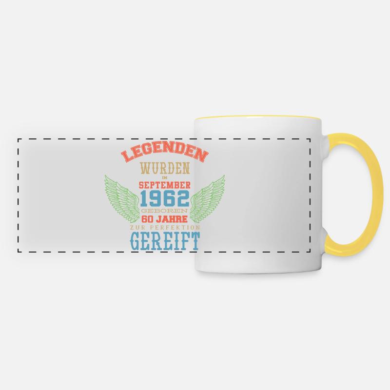September 1962 - 60. Geburtstag Geschenk. Awesome. - Panoramatasse - Weiß/Gelb