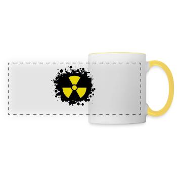 Radioactif jaune / jaune, symbole de la radioactivité - Mug panoramique contrasté et blanc - blanc/jaune - Devant