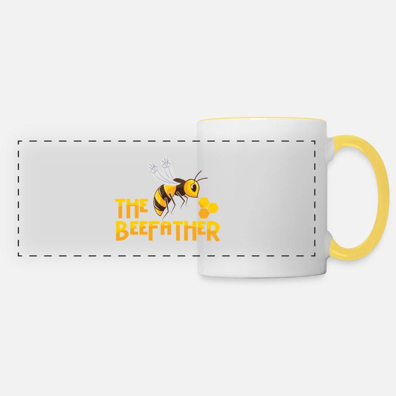 Bee Honey Beekeeper Flowers Honeycombs Yellow Gift - Panoramic Mug - white/yellow