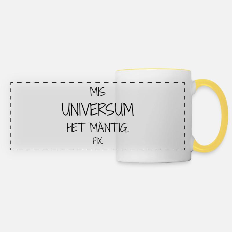 Statement design – irony in everyday life - Panoramic Mug - white/yellow