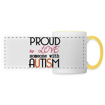 Love someone with Autism Geschenk Autismus - Panoramatasse - Weiß/Gelb - Vorne