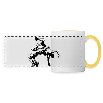 Lutteur - Mug panoramique contrasté et blanc - blanc/jaune - Devant