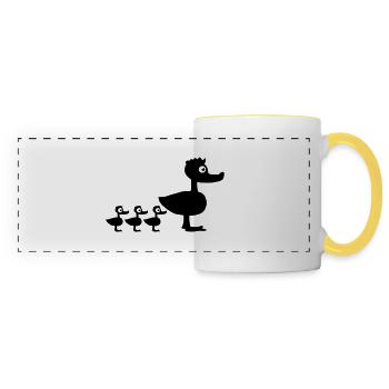 Duck Family - Mug panoramique contrasté et blanc - blanc/jaune - Devant