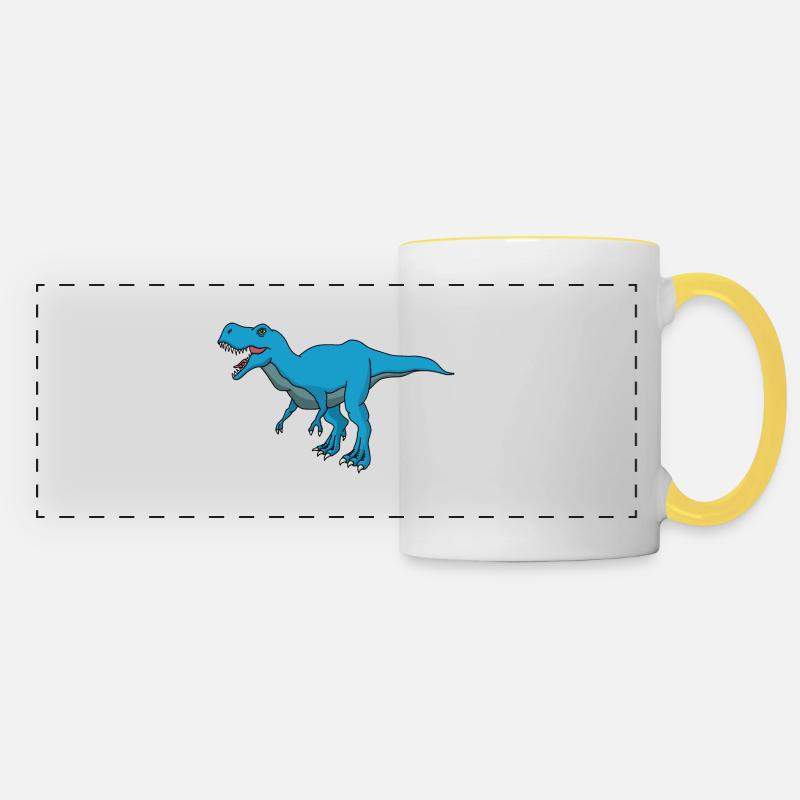 T-Rex blue - Panoramic Mug - white/yellow