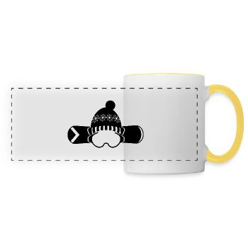 Snowboard Snowboarder - Mug panoramique contrasté et blanc - blanc/jaune - Devant