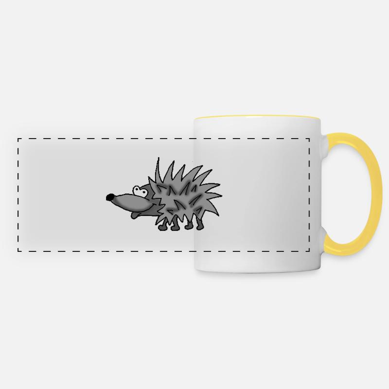 Hedgehog 2 - Panoramic Mug - white/yellow
