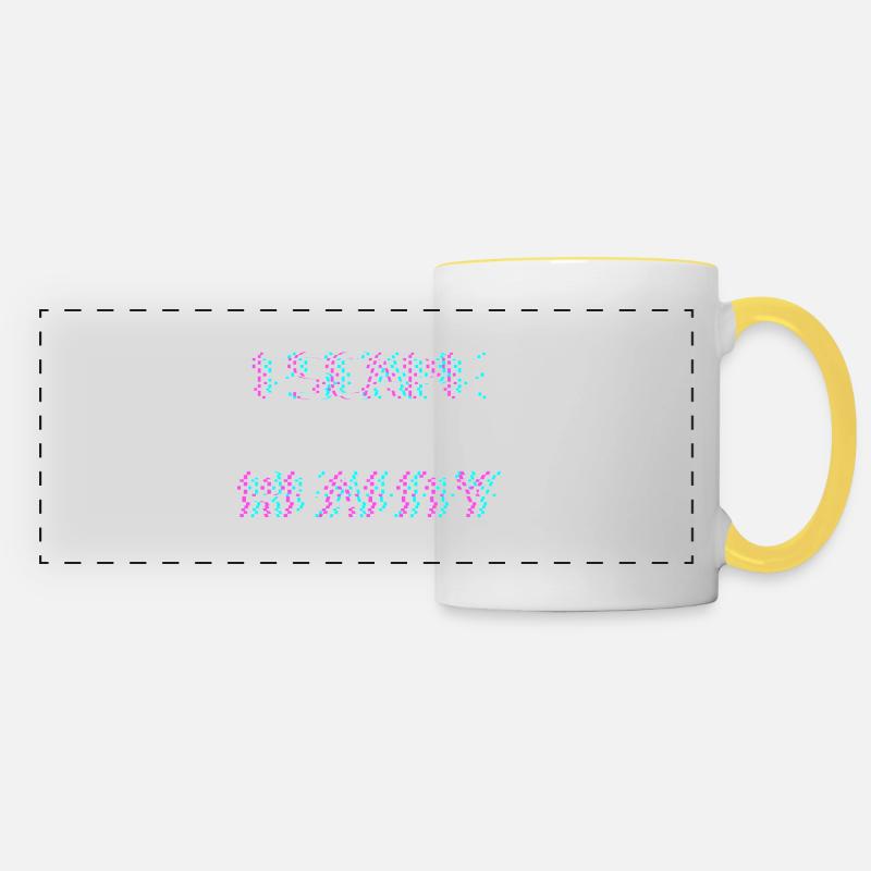 escape reality cyber futuristic dystopian glitch - Panoramic Mug - white/yellow