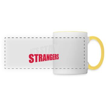Citation Restons Strangers - Mug panoramique contrasté et blanc - blanc/jaune - Devant