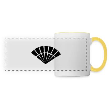 Japanisches Symbol, Fächer - Panoramatasse - Weiß/Gelb - Vorne