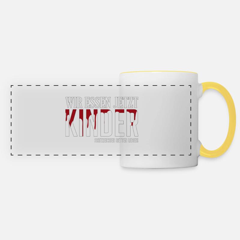 Deutsch Witz Lehrer Satzzeichen Geschenk - Panoramatasse - Weiß/Gelb