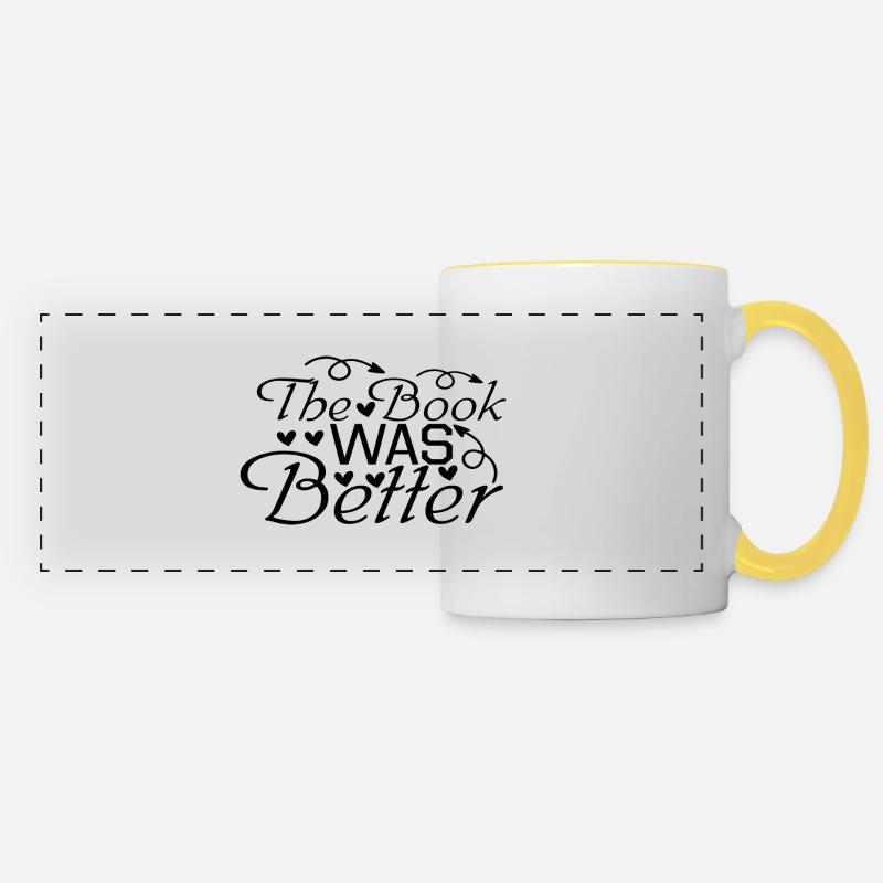 The Book was better - Panoramic Mug - white/yellow