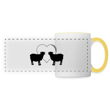 Amour des moutons - Mug panoramique contrasté et blanc - blanc/jaune - Devant