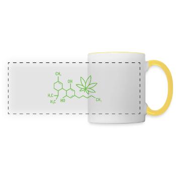 THC Formula with Cannabis Leaf - Panoramic Mug - white/yellow - Front
