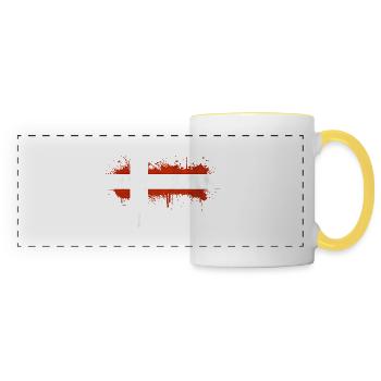 Danemark Europe Drapeau danois symboles nationaux norden - Mug panoramique contrasté et blanc - blanc/jaune - Devant