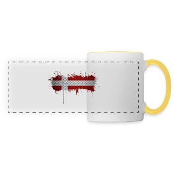 Danemark Europe Drapeau danois symboles nationaux norden - Mug panoramique contrasté et blanc - blanc/jaune - Devant