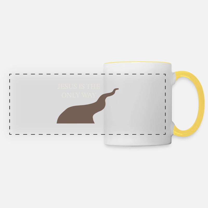 Jesus is the only way Christ Kreuz Glaube Jesus - Panoramic Mug - white/yellow
