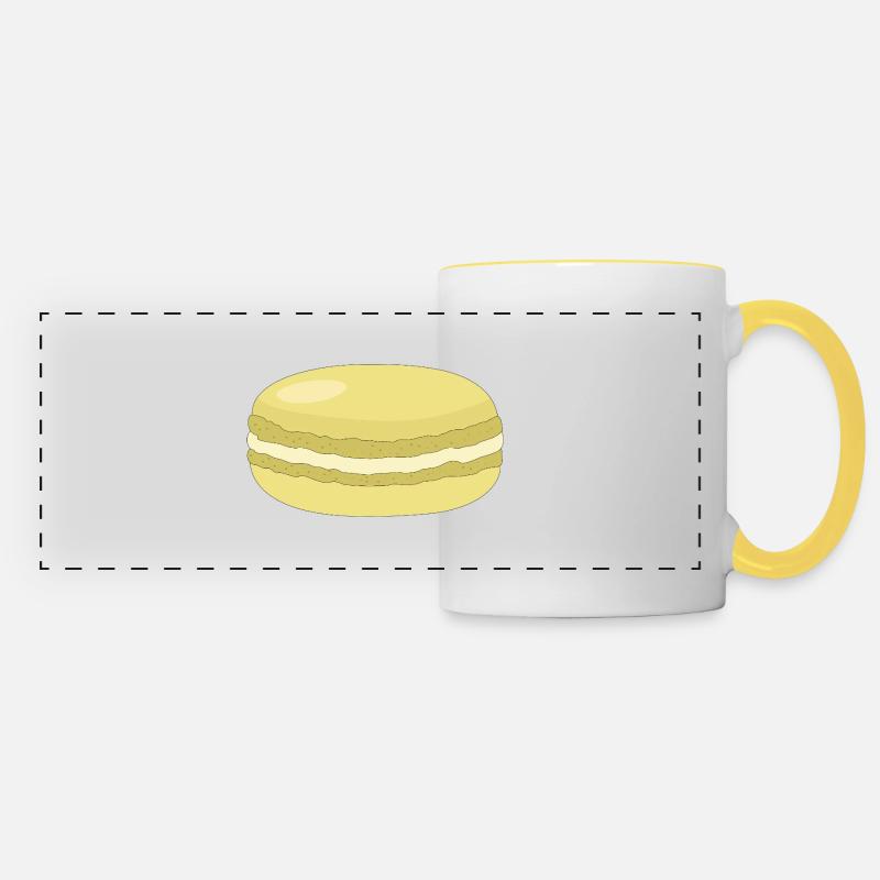macaron jaune - Mug panoramique contrasté et blanc - blanc/jaune