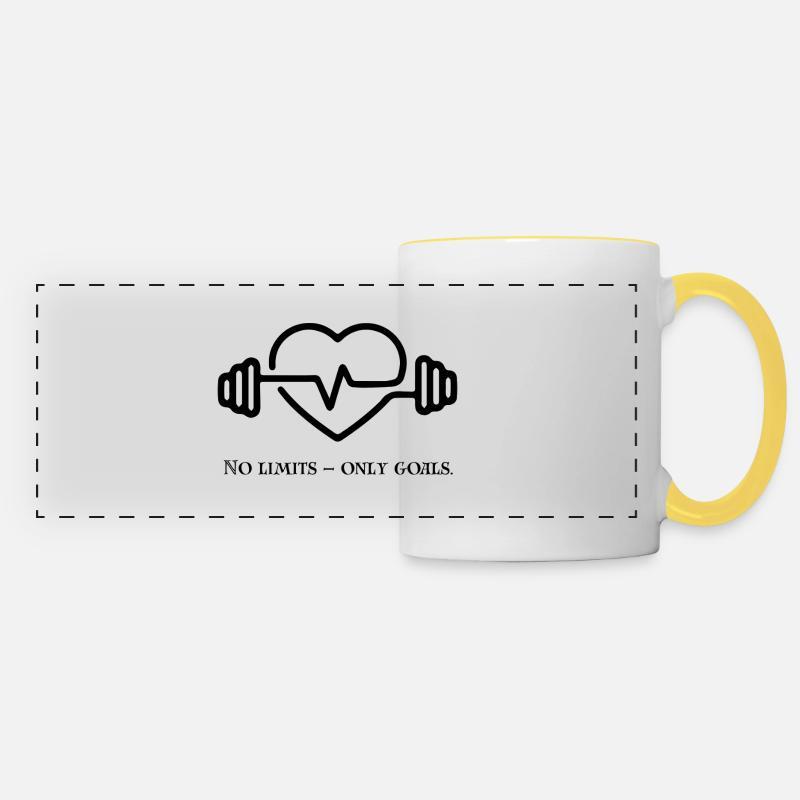🚀 No Limits – Only Goals Gift Idea - Panoramic Mug - white/yellow