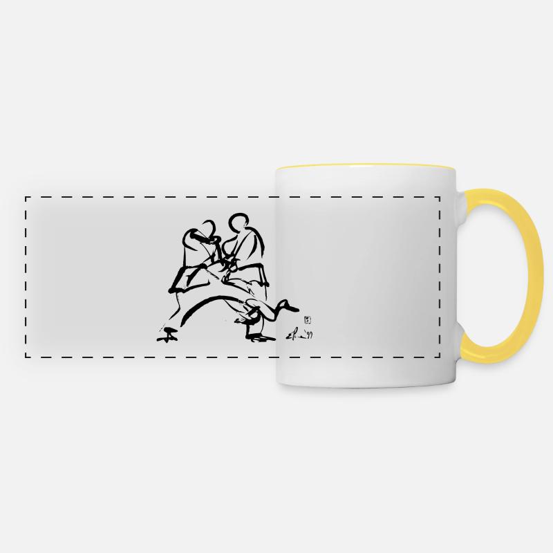 DE_ASHI_BARAI - Panoramic Mug - white/yellow
