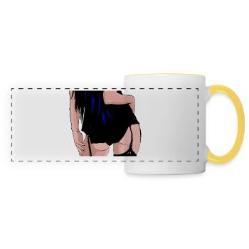 sexy ass, seksowny tyłek, sexy po, Knackpo model - Panoramatasse - Weiß/Gelb - Vorne