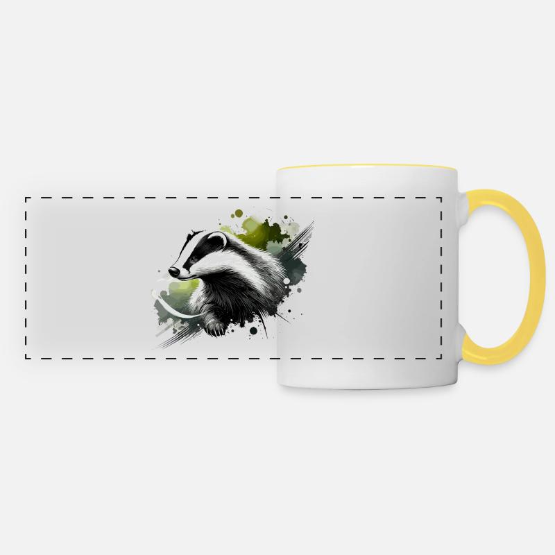 Colorful Watercolor Shaving Brush - Panoramic Mug - white/yellow