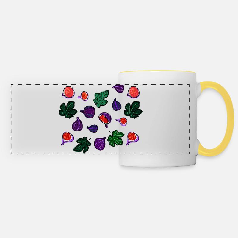 Figs fruits pattern1 - Panoramic Mug - white/yellow