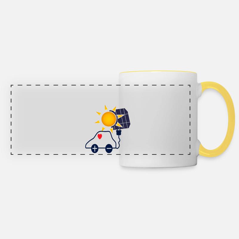 Solar Power Car with Solar Panel - Panoramic Mug - white/yellow