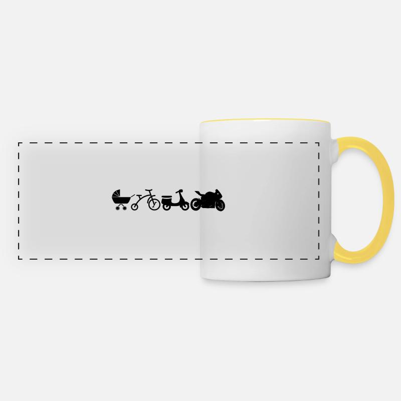 Motorcycle Evolution - Panoramic Mug - white/yellow