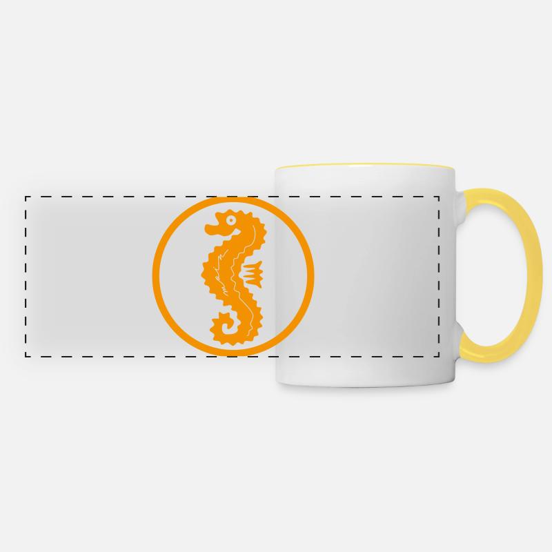 Seahorse Moin - Panoramic Mug - white/yellow