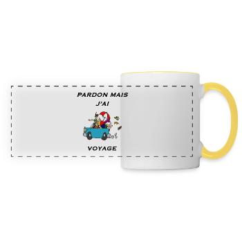 Pardon mais j'ai voyage - Mug panoramique contrasté et blanc - blanc/jaune - Devant