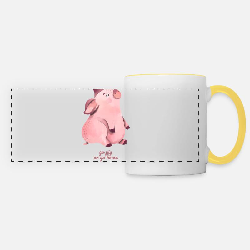 Go Pig or Go Home - Panoramic Mug - white/yellow