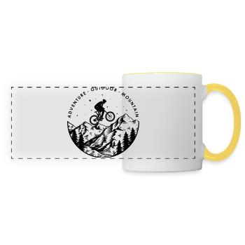 VTT en montagne Sport Hommes & Femmes - Mug panoramique contrasté et blanc - blanc/jaune - Devant
