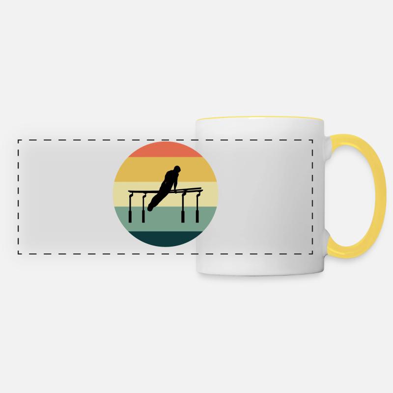 Artistic Gymnastics Parallel Bars Gymnast Vintage - Panoramic Mug - white/yellow