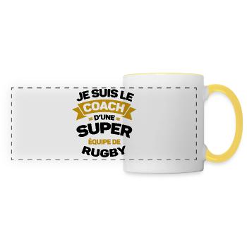 COACH D'UNE SUPER ÉQUIPE DE RUGBY - Mug panoramique contrasté et blanc - blanc/jaune - Devant