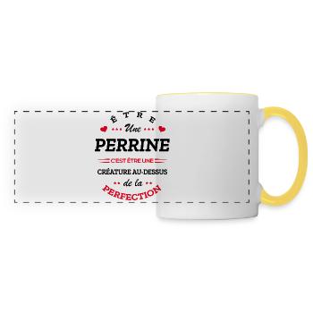 PERRINE PARFAITE - NOM PERRINE - Mug panoramique contrasté et blanc - blanc/jaune - Devant