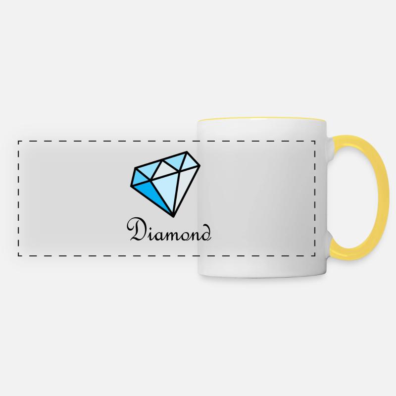 Blue Geometric Diamond - Panoramic Mug - white/yellow