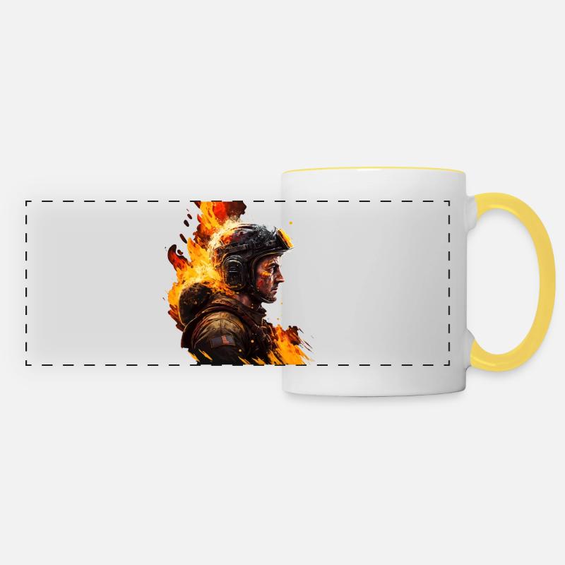 Firefighter - show your support - Panoramic Mug - white/yellow