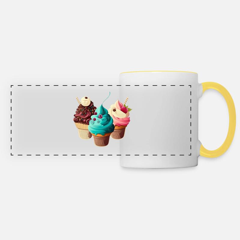 Cupcakes - Panoramic Mug - white/yellow