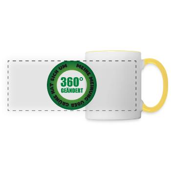 Meine Meinung über Grüne hat sich um 360 Grad geän - Panoramatasse - Weiß/Gelb - Vorne