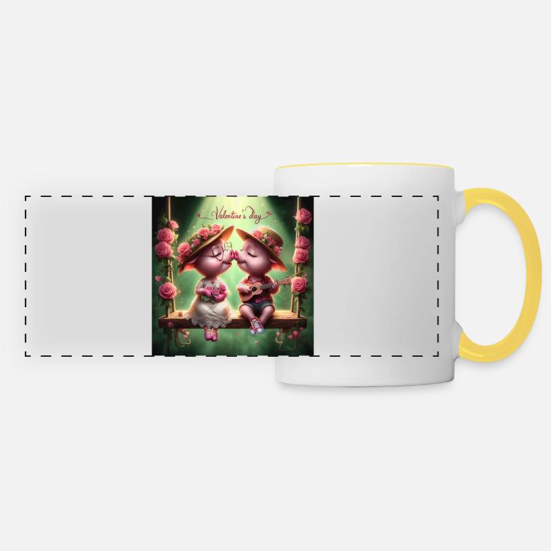 Saint Valentin - Mug panoramique contrasté et blanc - blanc/jaune