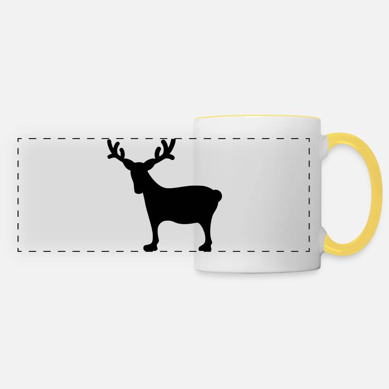 Reindeer Xmas3 - Panoramic Mug - white/yellow