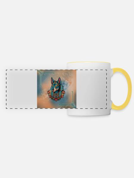 Illustration von Anubis - Panoramatasse - Weiß/Gelb