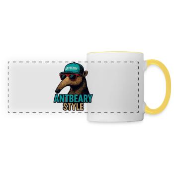 Antbeary Style Aardvark Cartoon - Panoramic Mug - white/yellow - Front